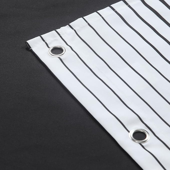 90 Inch Black Shower Curtain, Extra Long Modern Black and White Gradient Horizontal Stripe Waterproof Polyester Shower Curtains for Bathroom, 72x90 Inches