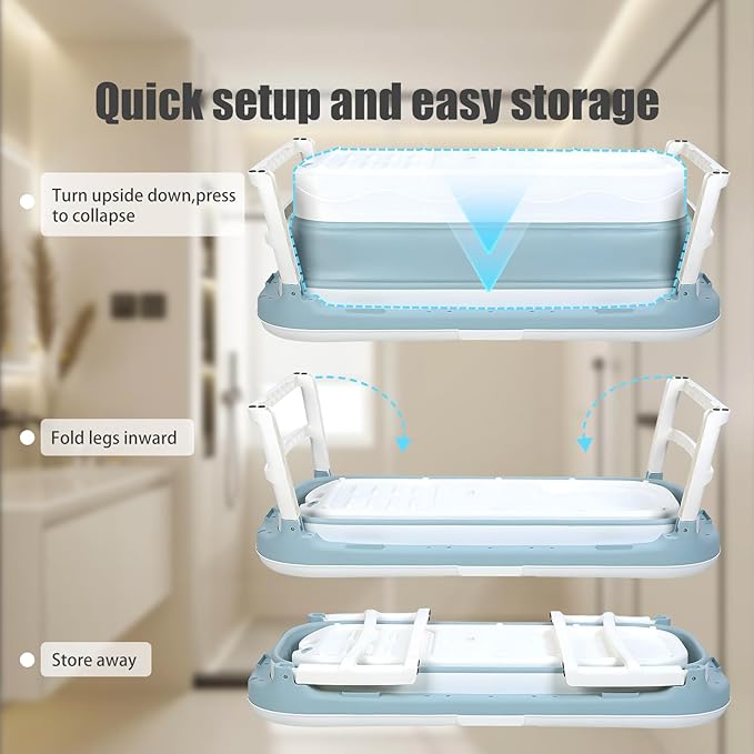 Portable Tub for Adults, Ice Bath Tub, Foldable Bathtub for Adults, Bathtub for Shower, Ice Bath, Sitz Bath, Portable Camping Shower, Freestanding Bathtubs 50 Inch