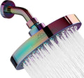 Rainfall Shower Head - 6" High Pressure Shower Heads - 1.8 GPM Shower Heads with Anti-Clog 90 Rubber Jets - 360° Rotation Adjustable Shower Head - Rustproof Bathroom Shower Head - Polished Rainbow