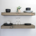Urbandi Modern Floating Shelves 3 Inches Thick for Wall, Wide Shelves for Kitchen, Living Room, Bedroom, and Bathroom, Natural Pine Wood, Rustic Wooden Shelf, (Set of 2) (Aged Barrel, 36Lx3Hx8D)