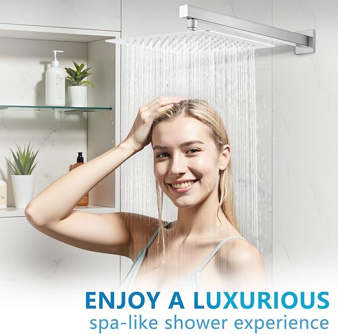 Rain Shower head, High Pressure Shower Head Made of 304 Stainless Steel, Relaxed Shower Experience Even at Low Water Flow and Pressure (10" Brushed Nickel)