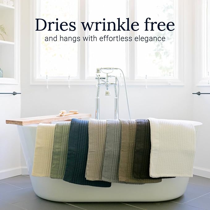 GILDEN TREE Waffle Towel Set Quick Dry Thin | 2 Bath Towels | 2 Hand Towels | 2 Washcloths, Modern Style (Midnight Blue)