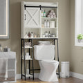 Vabches Over The Toilet Storage Cabinet, Farmhouse Storage Cabinet Over Toilet with Sliding Door & Toilet Paper Holder Stand, Home Space-Saving Toilet Rack for Bathroom, Restroom