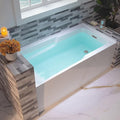 WOODBRIDGE 54" Acrylic Rectangular Alcove Soaking Bathtub in White with Right Drain, Chrome Pop-Up Drain Included BA5430R