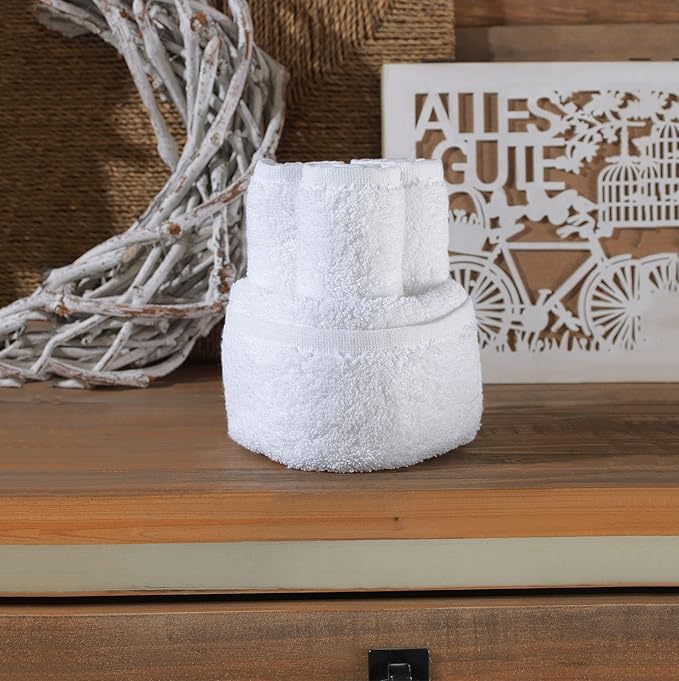 Washcloth Linen Set Premium Original Turkish Cotton, Hotel Quality for Maximum Softness & Absorbency Face Towels for Hand, Kitchen & Cleaning (White Washcloths Set)