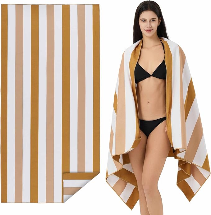 Microfiber Extra Large, Oversized Beach Towels (70''x35'') - 4 Pack XL Quick Dry Striped Towels for Adults & Women，Sand Free for Pool, Spa, Swim & Travel - Ultra Absorbent & Lightweight