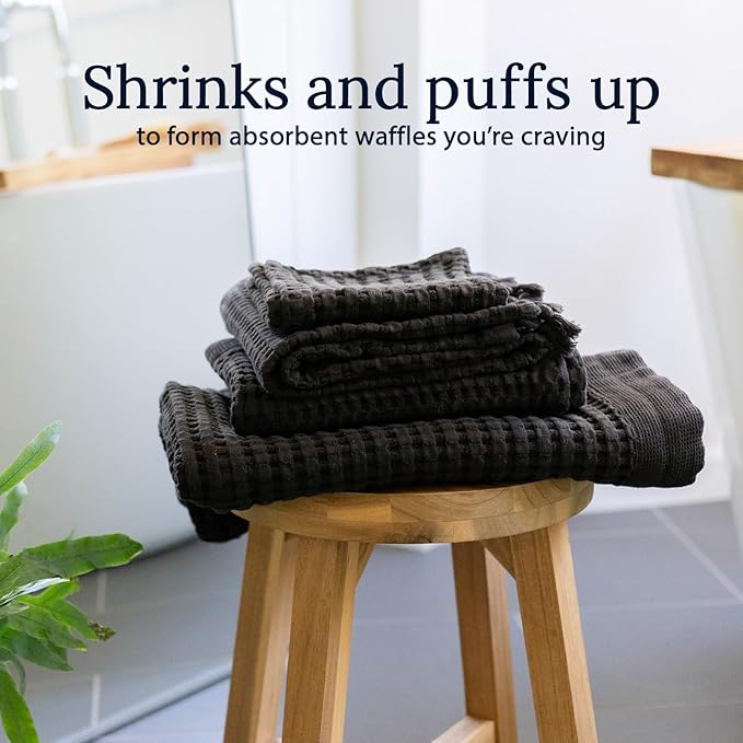 GILDEN TREE Waffle Bath Sheet Quick Dry Towel, Thin Luxury Bath Towels, 40x80 Large Bath Towels 2 Pack Bath Sheets, Modern Style (Faded Black)