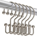Titanker Shower Curtain Hooks Matte Nickel, Minimalist Simple Double Glide Shower Curtain Rings, Rust Proof Metal Shower Hooks Rings for Bathroom Shower Rods Curtains, Set of 12 Hooks