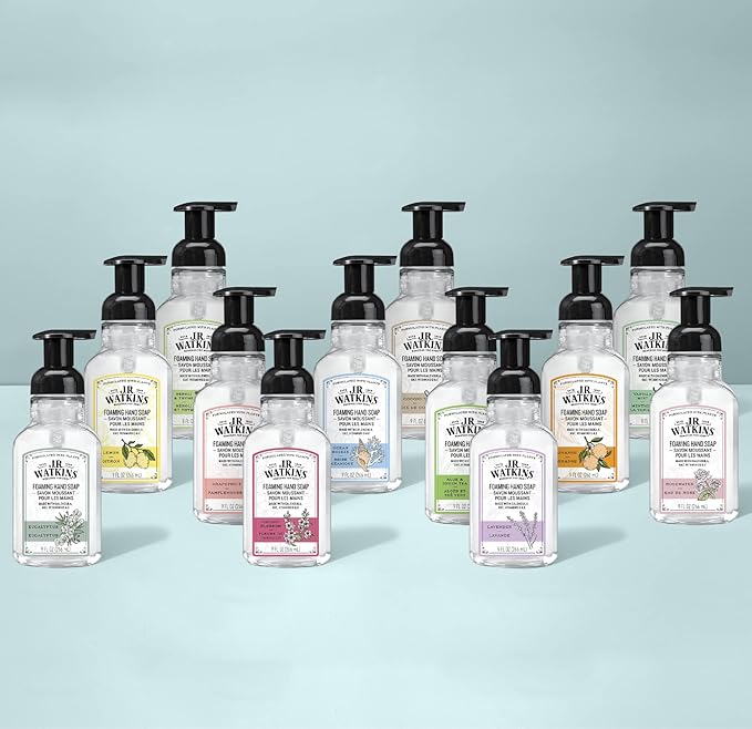J.R. Watkins Foaming Hand Soap with Pump Dispenser, Moisturizing Foam Hand Wash, Alcohol-Free, Cruelty-Free, Rosewater, 9 fl oz, 3 Pack