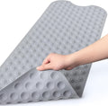 Bligli Bathtub Mat Non-Slip Without Suction Cups, 39x16inch Extra Long Bath Mats for Shower Bathroom, Machine Washable Natural Rubber Shower Tub Mat (39x16inch, Gray)