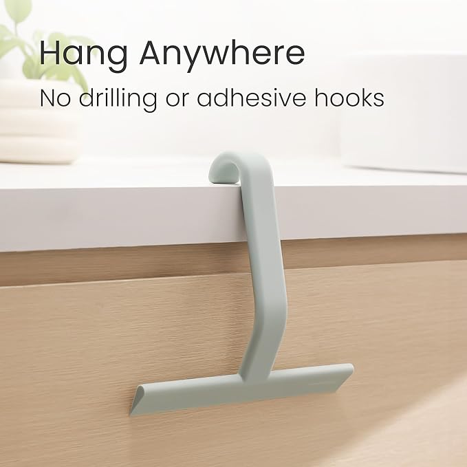 dancemoon JustHang Shower Squeegee for Glass Doors, All-One-Piece Silicone with Built-in Hook Design for Easy Hanging, Household Window Mirror Squeegee for Bathroom, Glass, Kitchen, Tile Wall, Car