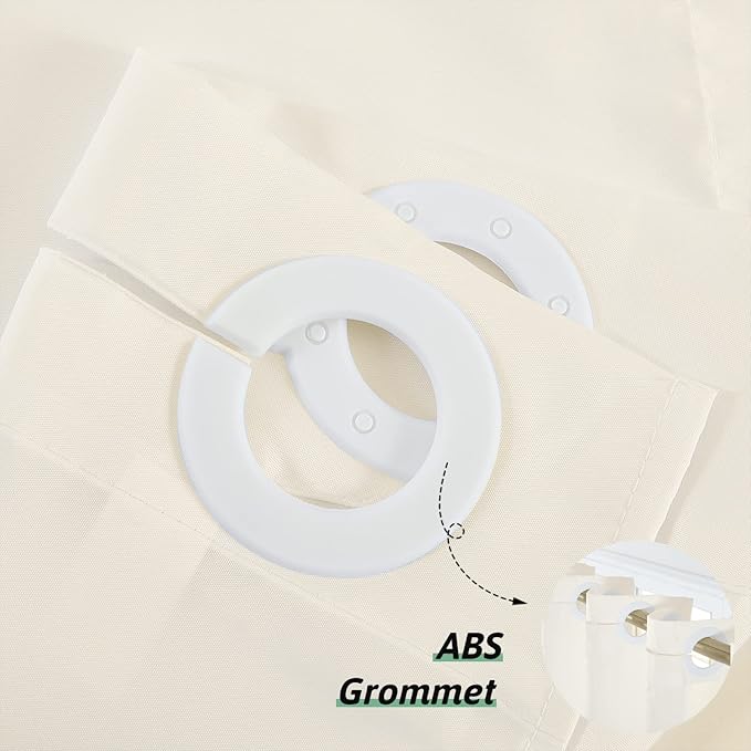 Furlinic Extra Wide No Hook Beige Shower Curtain 108x72 Inch,Polyester Fabric Waterproof Shower Curtain Liner with 14 Plastic Split Grommets,Washable Shower Curtains for Bathroom Hotel Spa Luxury