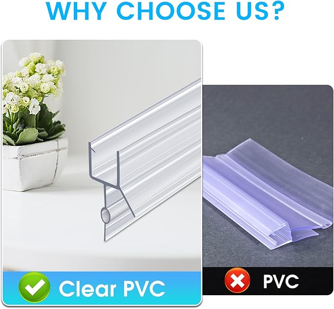 POZIA Clear Frameless Glass Shower Door Bottom Seal | Shower Door Sweep for Leak-Proof, Quick Installation to Create Reliable Water Barrier (1PACK-3/8in-20mm Gap)