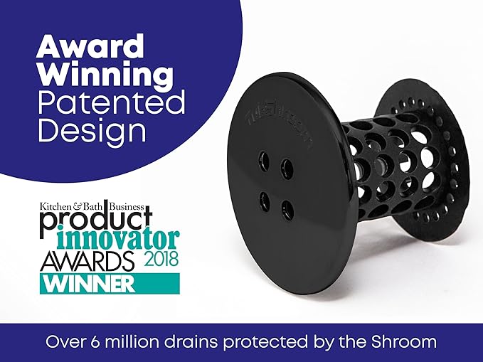 TubShroom Drain Hair Catcher - Matte Black - Fits 1.5-1.75 inch Tub Drains - Drain Protection to Prevent Clogs, Comes with 4 DrainShroom Toss Disposable Drain Snakes