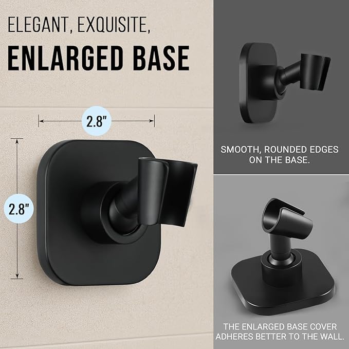G-Promise All Metal Handheld Shower Head Holder, Adjustable Wall Mount Shower Wand Bracket, Strong Adhesive Disc Mount or Drill Installation (Matte Black)
