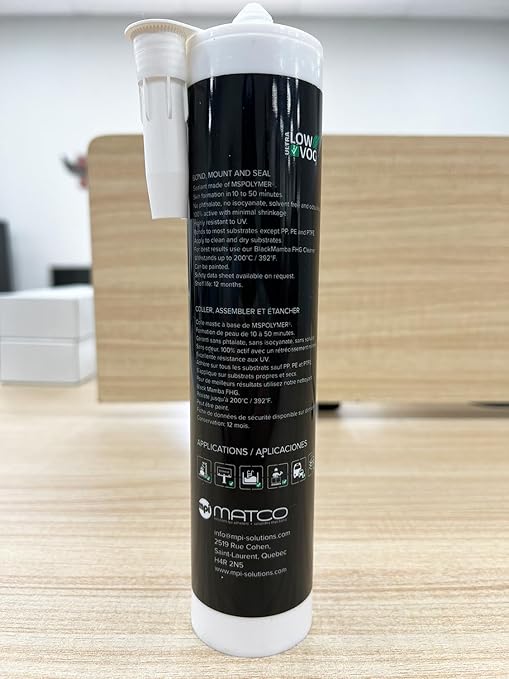 Black Mamba FHG High Tack - Superfast Mono Component Polymer Sealant Cartridge - Black, Single