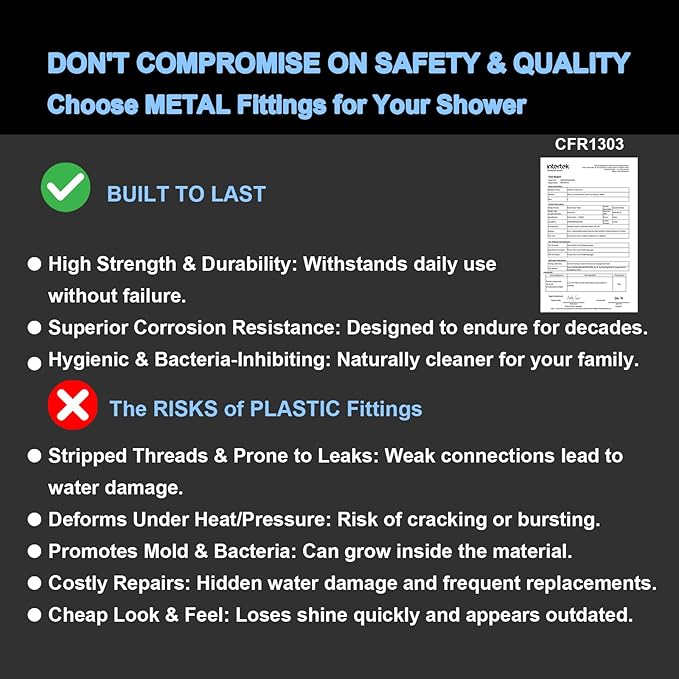 Veken 11.8" Rain Shower Head with Handheld, High Pressure Handheld Shower Heads with Multi Spray Modes, Rainfall Combo with 15" Metal Extension Arm,Detachable Dual Shower, Long 6 ft. Hose,Matte Black