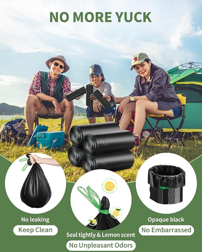 Camping Toilet Bags Poo Gel Set, 25 Count Portable Toilet Bags with 15 Count Camping Toilet Gel, 8 Gallon Composting Toilet for Portable Outdoor Hiking