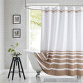 Beige and White Striped Shower Curtain 72x78 Inches, Waterproof Fabric with Modern Gradient Lines, 12 Rustproof Grommets & Weighted Hem