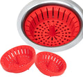Kitchen Sink Strainer 3.25" - Dripsie Anti-Clog Food Catcher, Flexible Drain Basket, Dishwasher Safe, Standard Fit, Made in USA (3-Pack Red)