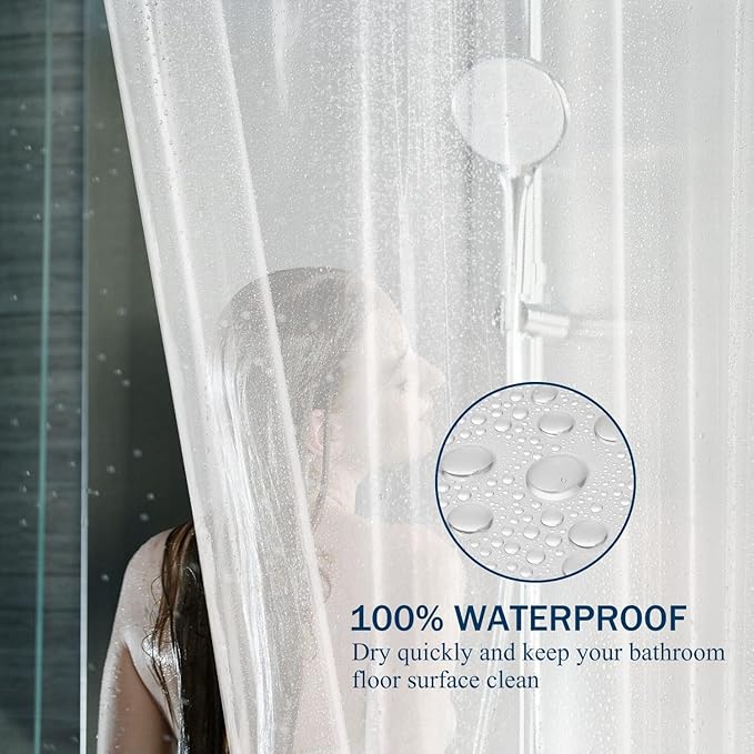 Clawfoot Tub Shower Curtain Liner 180x70 Inch Clear Warp Around Extra Wide 36 Metal Hooks Heavy Duty Vinyl Bath Curtain for Clawfoot Stand Up Tub for Bathroom Tub PEVA Waterproof