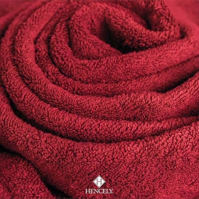 Hencely 18-Piece Bath Towel Set - High Absorbency, Quick Drying - 100% Soft Turkish Cotton - 6 Bath Towels, 6 Hand Towels, 6 Washcloths - Bathroom, Home, Hotel, Spa, and Gym - 18-Pack Red