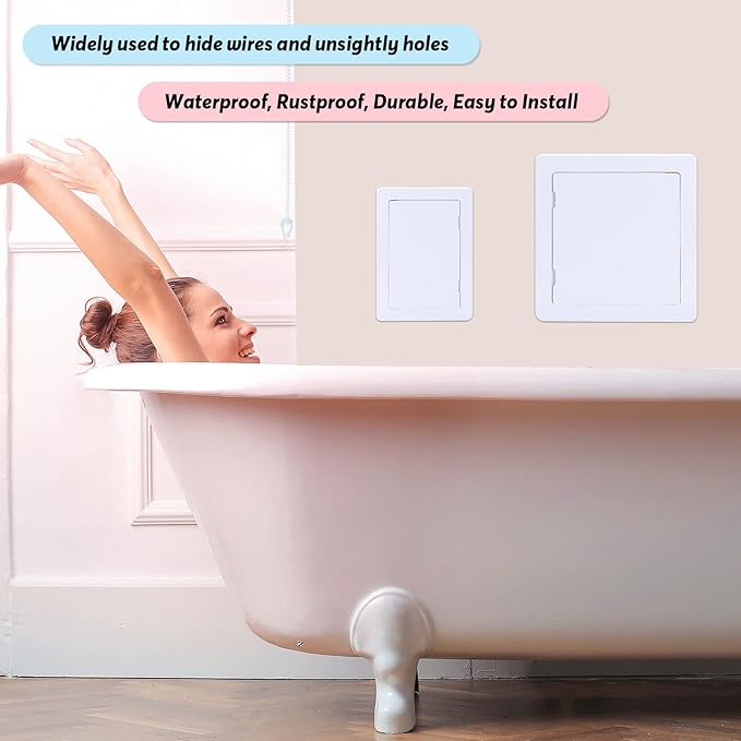 Plumbing Access Panel for Drywall 8 x 8 Inch Plastic Access Door Removable Wall Access Panel Ceiling Reinforced Hinged Durable White