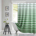 Green Shower Curtain, Sage Green and White Stripe Waterproof Polyester Shower Curtains for Bathroom, 72x72 Inches