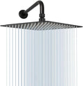NearMoon Square Rain Shower Head With Extension Arm, Large Stainless Steel Rainfall Shower-Waterfall Full Body Coverage (16 Inch, Matte Black)
