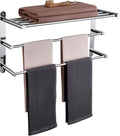 KOKOSIRI Storage Organizer Shelf Wall Mounted Double Towel bar with Shelf Bathroom Towel Rack Double Towel Rack, Polished Chrome, B5003CH