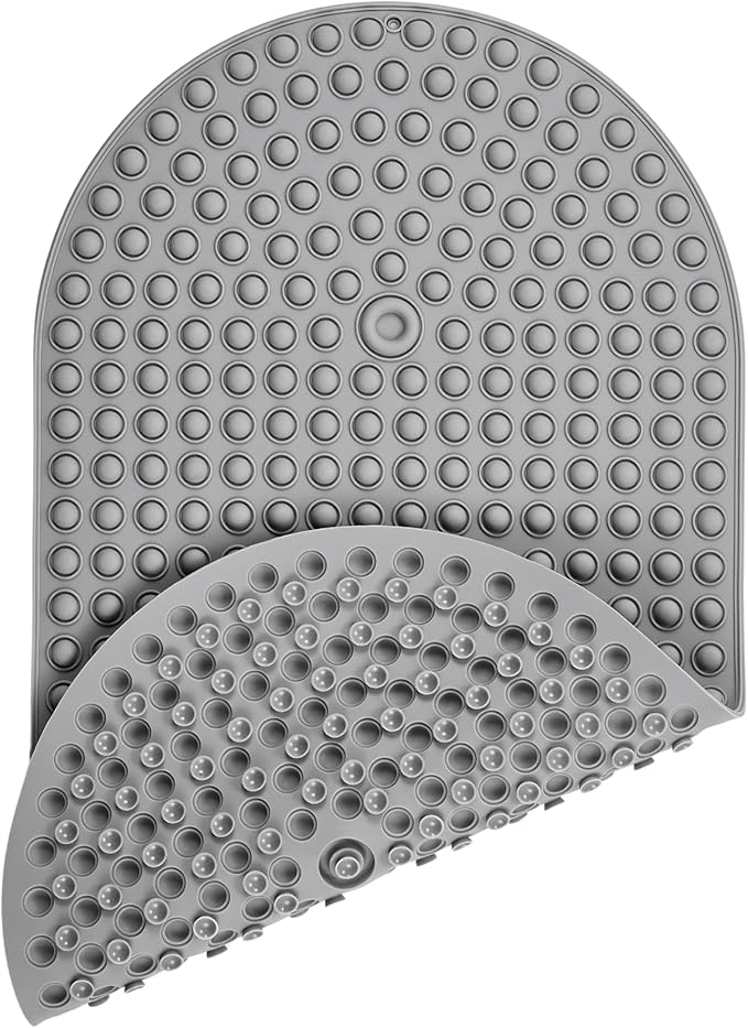 Silicone Bath Mat for Tub Non Slip, Bubble Massage Anti Slip Shower Mat with 27 x 15 Inches for Easy Storage, Washable Bathtub Floor Mats for All Ages, Grey, Oval