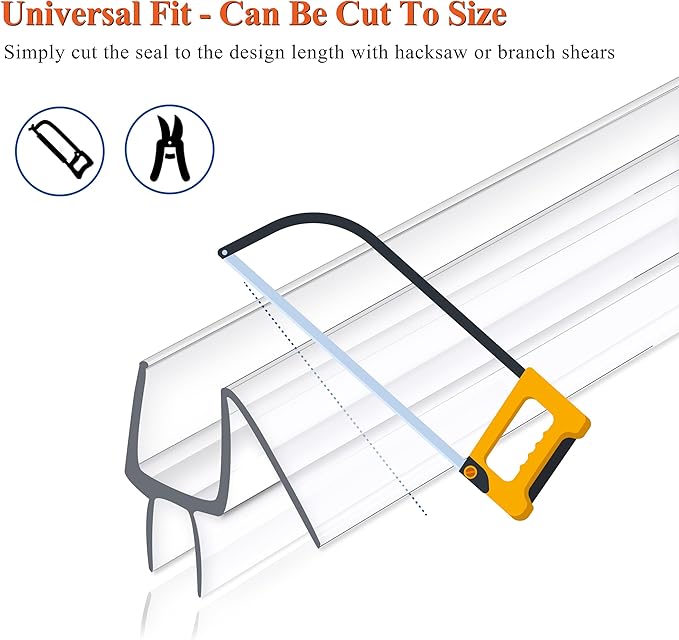 Frameless Shower Door Seal Strip 2 Pack x 39 Inch M Glass Shower Door Bottom Seal Side Seal Strip Door Sweep for 1/4" Glass Ultra-Clear Polycarbonate Stop Shower Leaks Create A Water Barrier