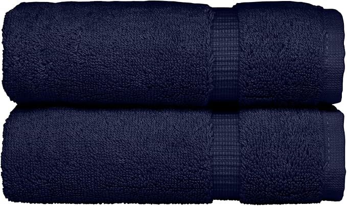 Monogrammed Hand Towel, Personalized Initial Gift, Extra Absorbent 100% Turkish Cotton - Soft Terry Finish - Set of 2 - White Block Initial Z - Embroidered on Navy Blue Towels