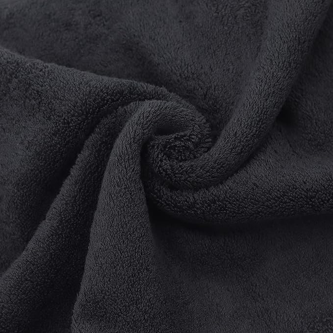 Monogrammed Hand Towel, Personalized Initial Gift, Extra Absorbent 100% Turkish Cotton - Soft Terry Finish - Set of 2 - White Block Initial A - Embroidered on Black Towels