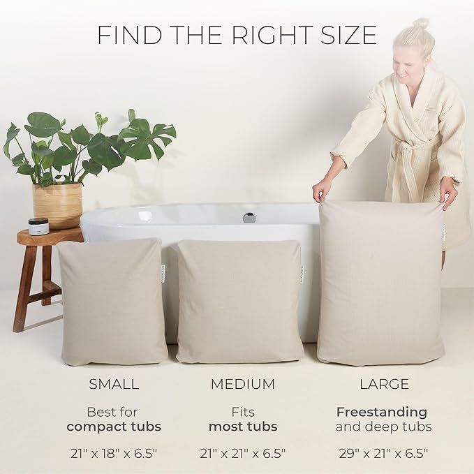 BADESOFA® Luxury Bathtub Pillow L - Large Bath Pillow for Therapeutic Neck and Back Support Quick-Drying - Washable Full Body Bath Tub Cushion - Luxury Spa Cushion in Beige