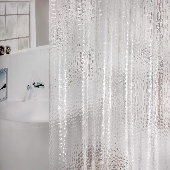 WELTRXE Extra Long Shower Curtain Liner with Magnets, 72 x 84 Inch Waterproof 3D Water Cube Clear Bathroom Shower Curtains, No Chemical Smell, Heavy Duty, Extra Long for Shower Stall, Bathtubs