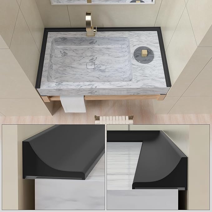 98Inch Collapsible Shower Threshold Water Dam Barrier, Self Adhesive Silicone Waterproof Shower Barrier Water Strip Dam for The Gap Between the Shower Kitchen Countertop Sink and Cooktop