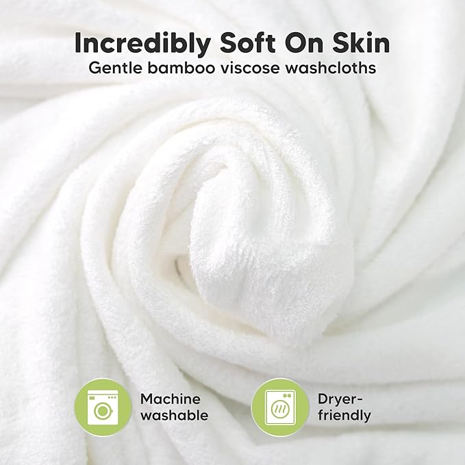 6-Pack Baby Washcloths - Soft Absorbent Viscose from Bamboo Wash Cloths for Babies, Kids, Toddlers, Infant, Newborn Bath Towels, Gentle on Sensitive Skin, 10x10 Reusable Face Towels (Hills)