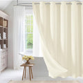 MitoVilla Ivory Long Shower Curtain Liner Set 72 x 80, No Hooks Needed 80 inch Long Heavyweight Waffle Fabric Shower Curtain Set with Snap-in Liner for Hotel Grade Spa-Like Bathroom Decor, Ivory/Beige