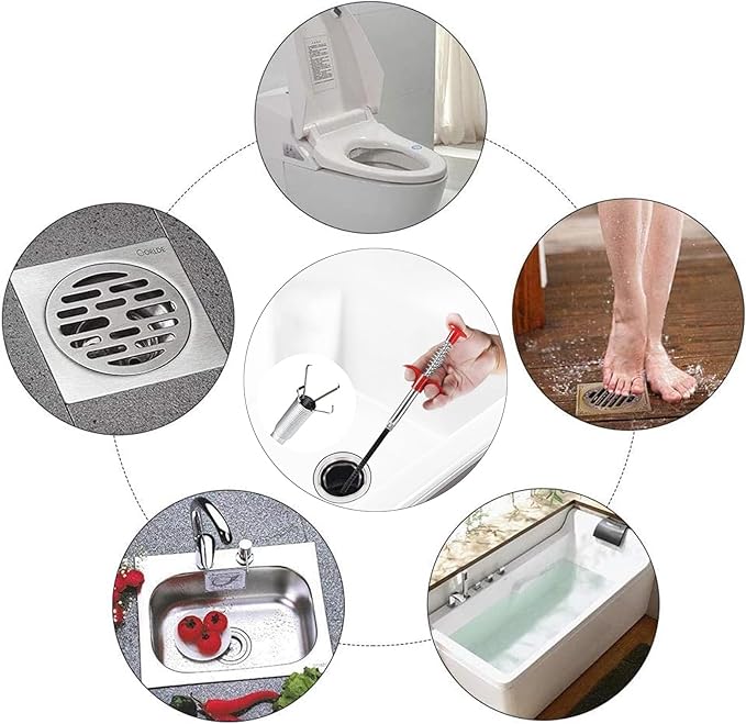 Drain Snake for Hair Clogs, 116 Inch Snake Drain Hair Removal Too, Plumbing Auger Tool with Hook for Tub Pipes
