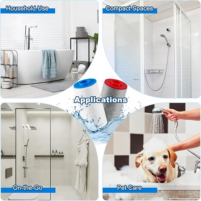 Replacement Cartridges Set Compatible with Weddell Duo Shower Filter,Shower Filter Cartridges to Reduces Impurities,Keep Healthy Shower Water for Skin & Hair(2R+2B)