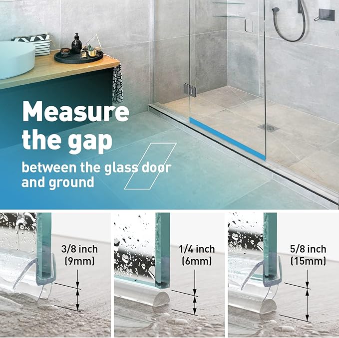 Shower Door Bottom Seal, 2 PCS 3/8" x 36" Shower Door Sweep for 3/8 Inch Glass, Frameless Glass Shower Door Seal Strip, Stop Shower Leaks and Create a Water Barrier