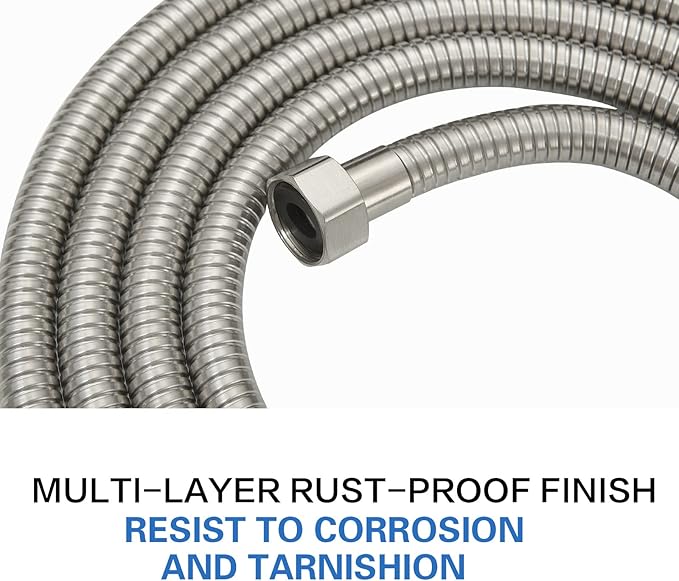 RUMOSE 118 inches Shower Hose Shower Head Extension Tube Extra Long Stainless Steel Shower Hose Attachment Flexible Handheld Shower Sprayer Hose, Brushed Nickel