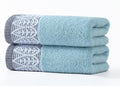 2 Pack Decorative Hand Towels, Leaf Design Cotton, Soft Absorbent Quick-Drying for Bathroom, Kitchen Decor, 13 x 30 Inches (Blue - 2 Pack)