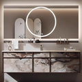 56IN Modern Bathroom Vanity with Sink - Bathroom Vanity with 2 Drawer Organizer, LED Mirror Lights & Defogging Function | Wall - Mounted Vanity with Multifunctional Storage Rack