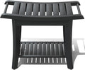 Bamboo Shower Stool Bench Waterproof with Storage Shelf for Shaving Legs or Spa Bath Seat in Bathroom & Inside Shower for Adults Seniors Elderly (24 x 13.4 x 18.5 inches+Black)