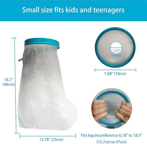100% Waterproof Kid Leg Cast Cover for Showering, Reusable Kid Short Leg Cast Protector, Cast Covers for Shower Leg, Cast Bag for Shower, Cast Cover for Showering Foot (18inch)