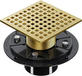 Brushed Gold Shower Drain 4-1/4 Inch - Square Shower Floor Drain Kit with ABS Flange for 2" or 3" Pipe, Drain with Hair Strainer,Removable Strainer Cover,SUS304 Stainless Steel & CUPC Certified
