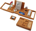 Yirilan Teak Bathtub Tray for Tub, Bath Table Tray for Tub Wood, Bathtub Caddy, Luxury Gift for House Warming, Wedding, Bridal Shower, Anniversary
