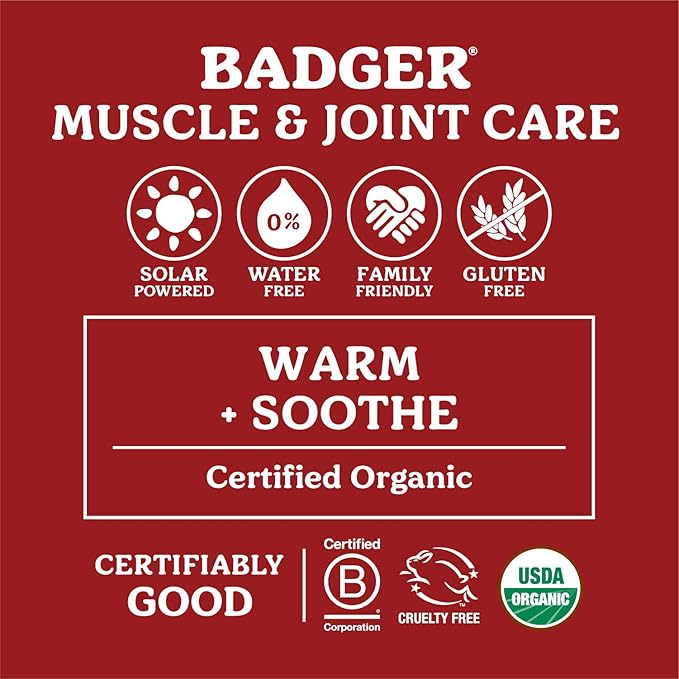 Badger - Sore Muscle Rub, Cayenne Pepper and Ginger, Organic Sore Muscle Rub, Warming Balm, Muscle Relief Balm, Warming Muscle Rub, 0.75 oz (2 Pack)